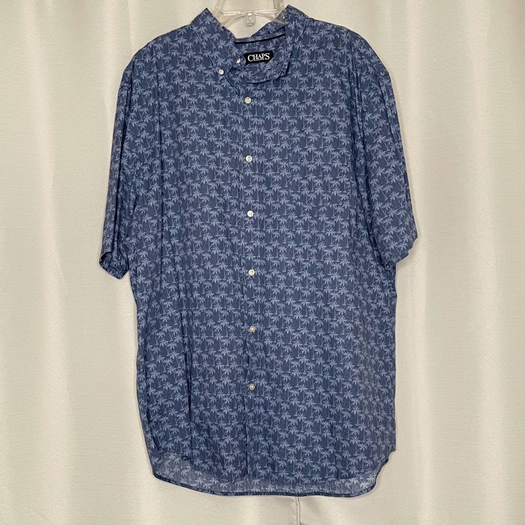 Chaps Blue Palm Tree Button Down